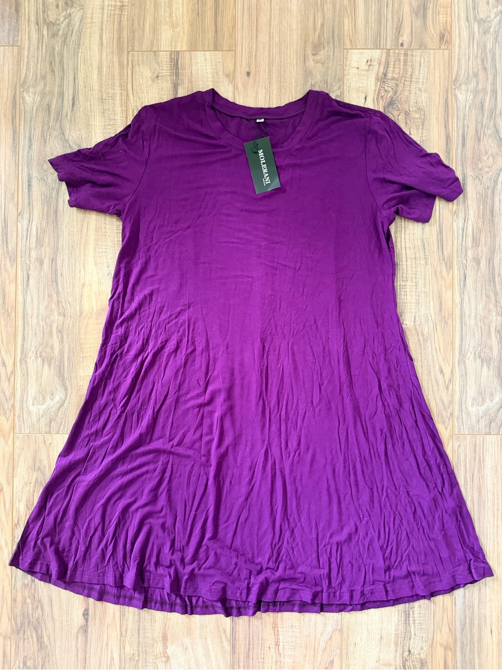 Molerani Putple Short Sleeve Swing T-Shirt Dress Size XL